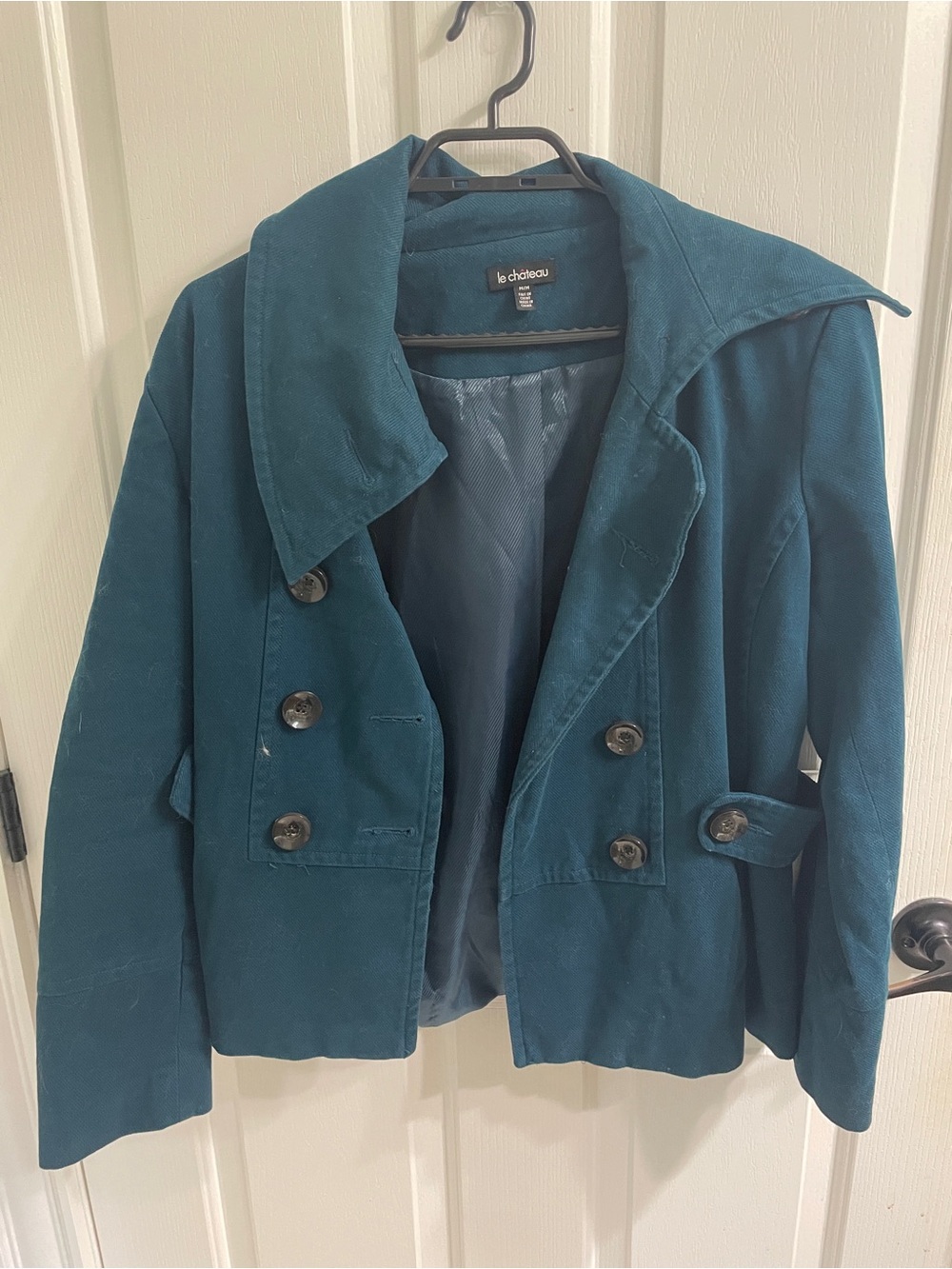 Le Chateau Y2K Emerald Green Double-Breasted Peacoat Jacket Medium